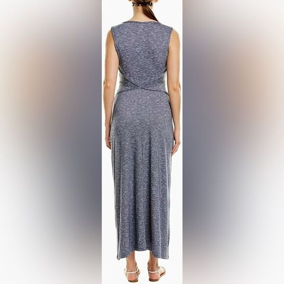 Max studio jersey trimmed slub summer maxi dress striped NWT #719 - Picture 2 of 9